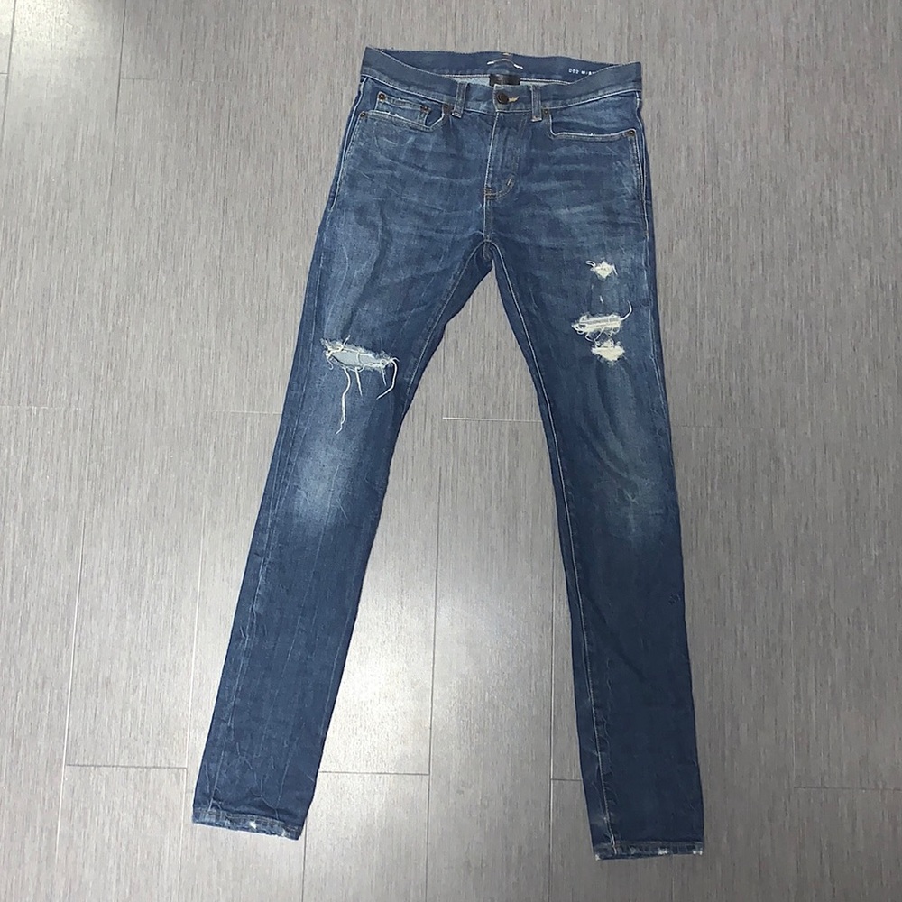 Saint Laurent Distressed Blue Jeans
